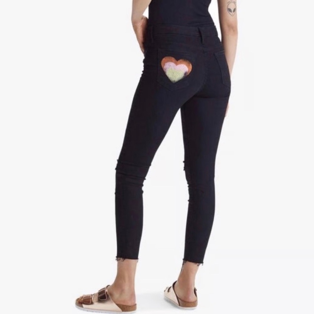 MOTHER The Looker Black Jeans with Heart Patch